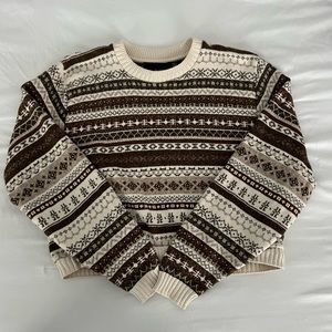 Cropped Brown and Cream Sweater